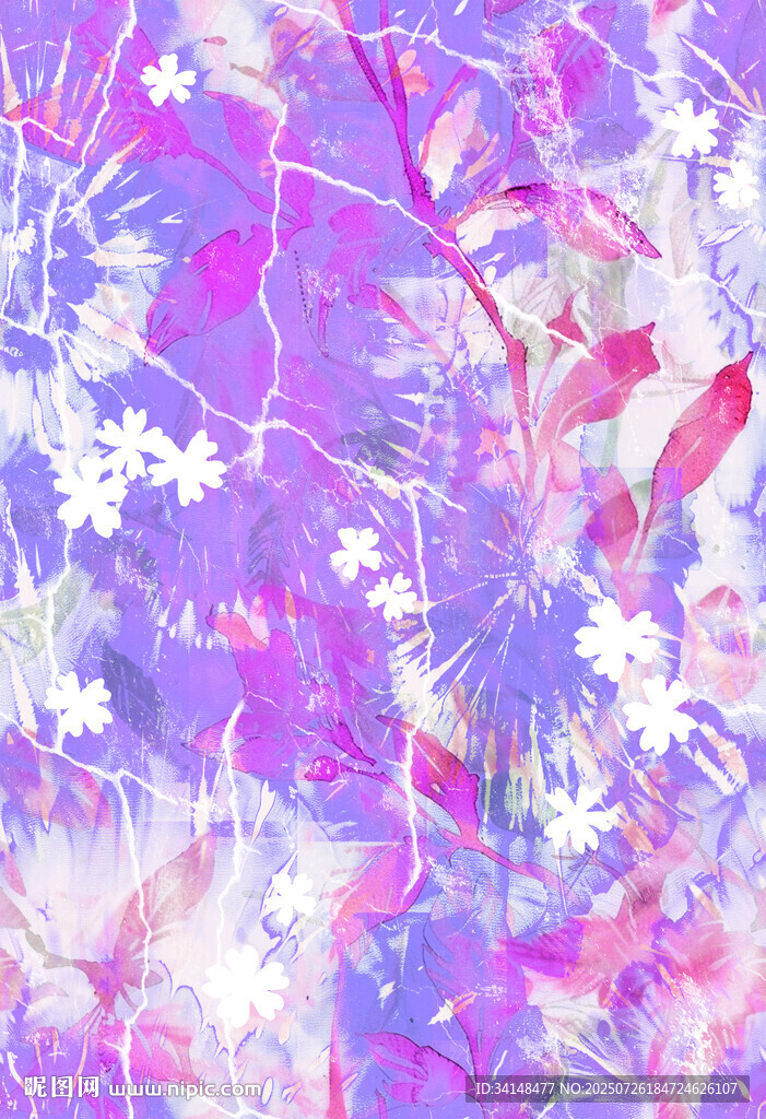 夢(mèng)幻漸變花卉抽象圖案