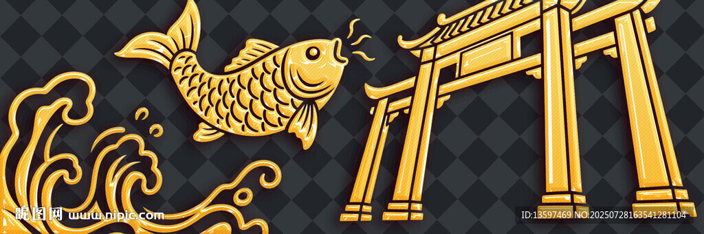 日式金鯉魚(yú)與鳥(niǎo)居景觀