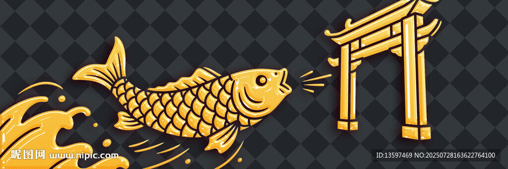 金色鯉魚與日式鳥居