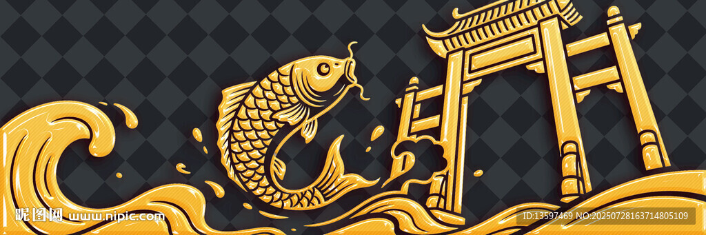 中式金鯉魚與傳統(tǒng)建筑