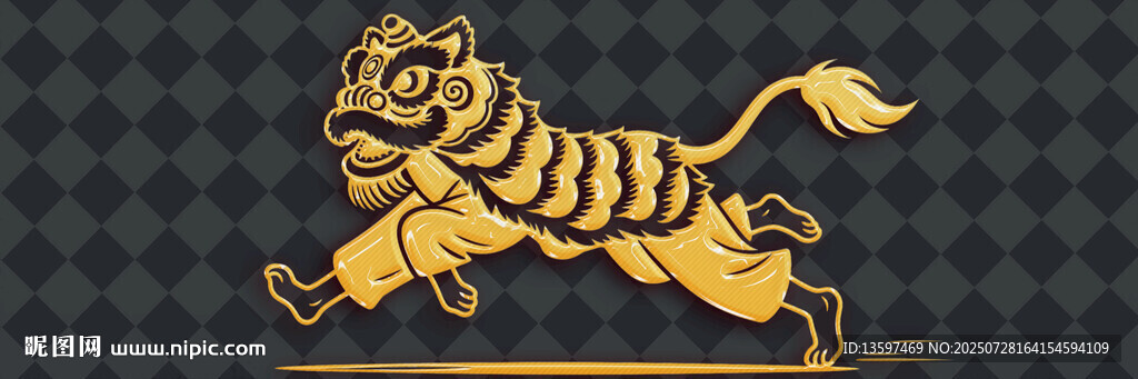 奔跑的金色老虎圖案