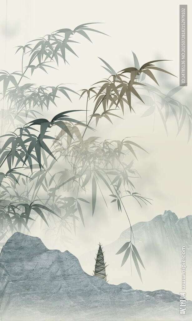 新中式水墨竹子