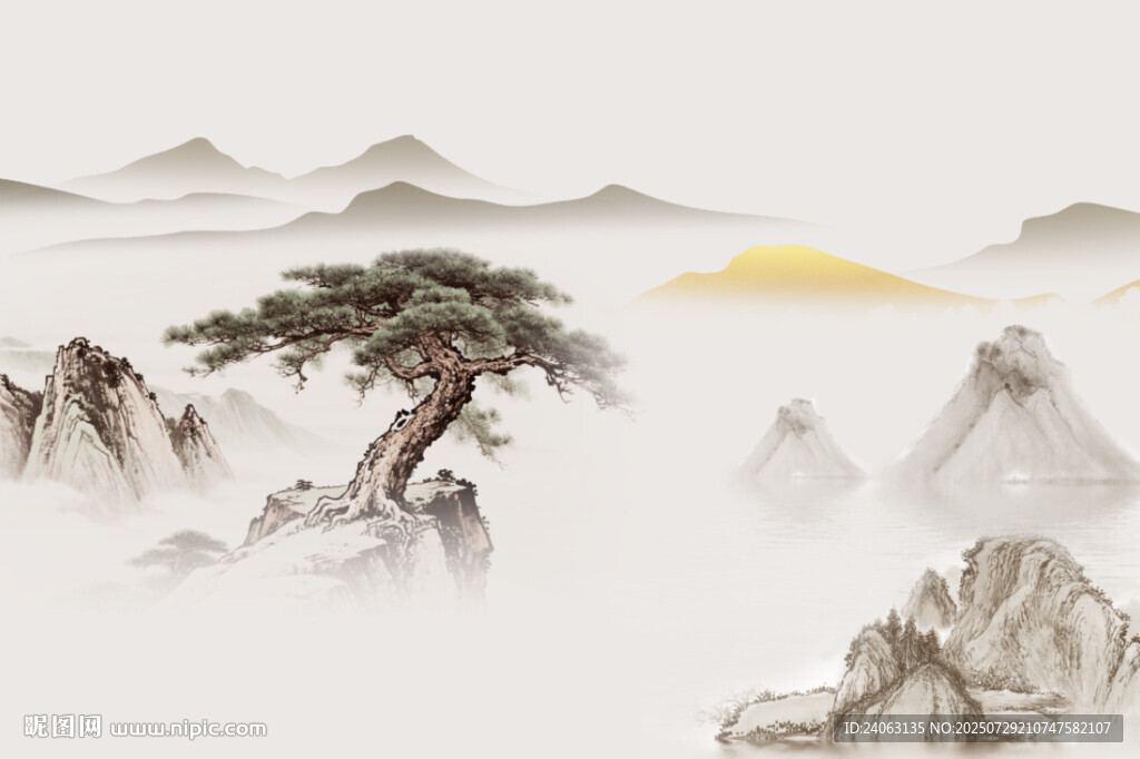 水墨山水背景墻