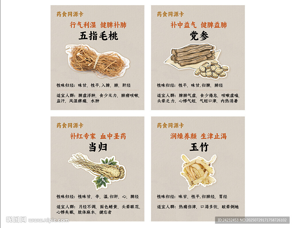 中藥材展示宣傳圖卡片