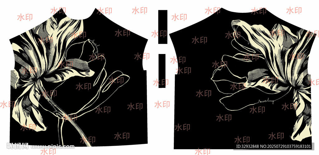 黑色上衣的花卉圖案設(shè)計