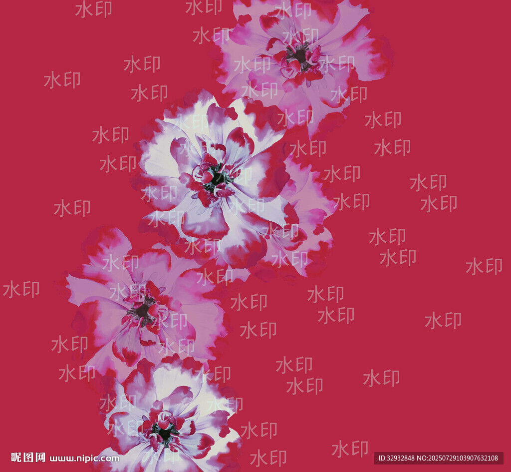玫紅色底花卉圖案設(shè)計(jì)