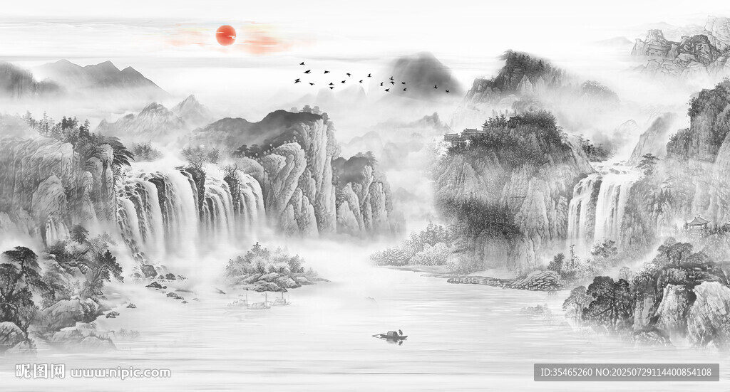 新中式水墨山水畫