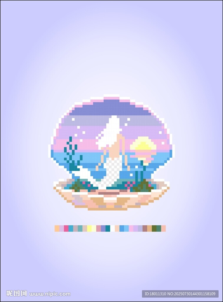 像素風(fēng)夢幻海底世界插畫衣服圖案