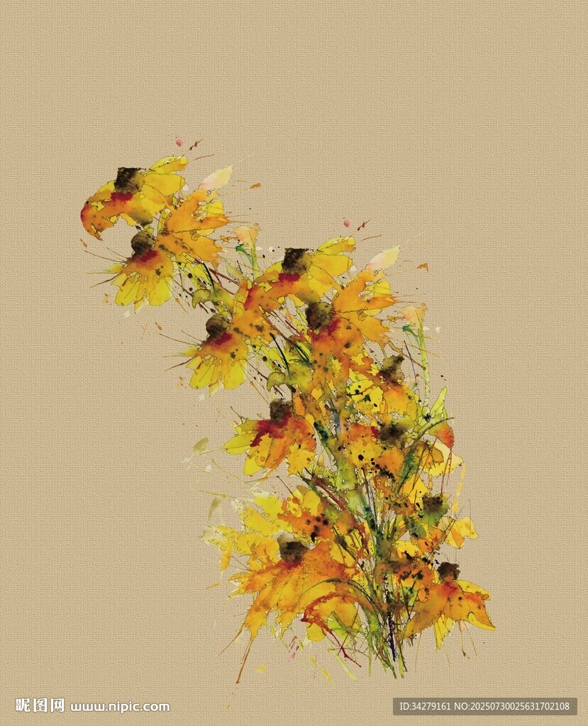 黃色花卉插畫