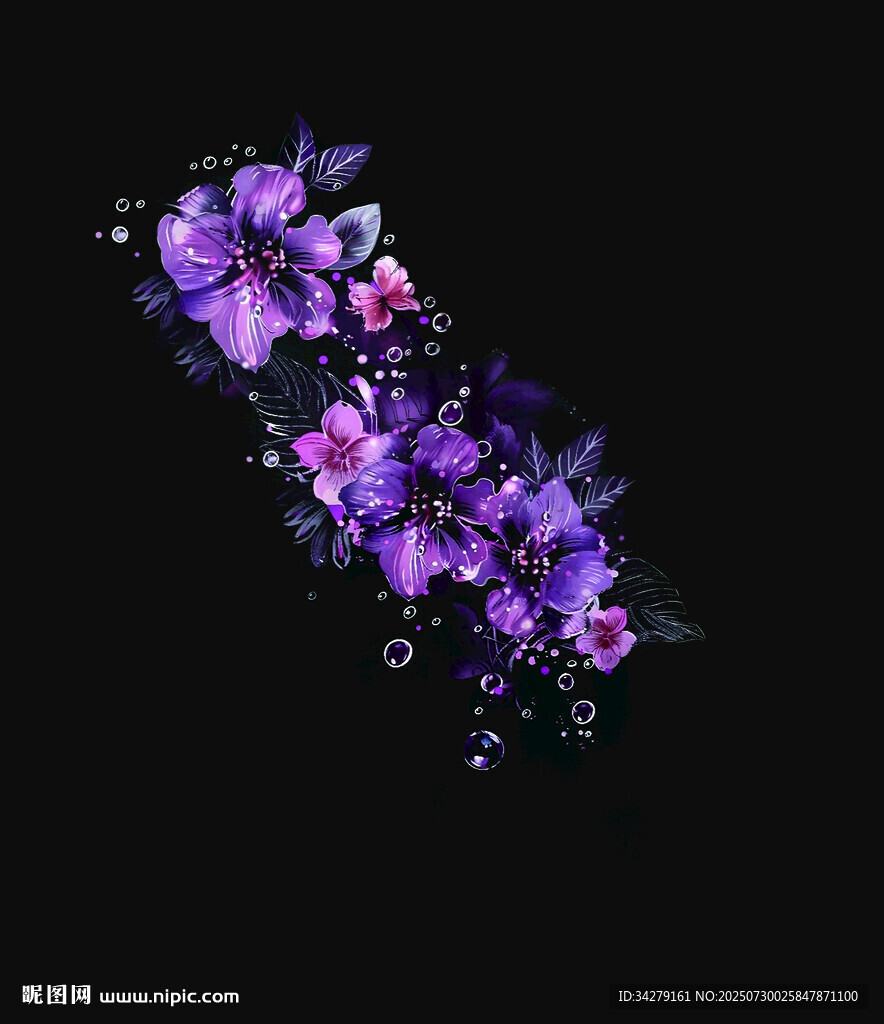 紫色夢(mèng)幻花朵圖案