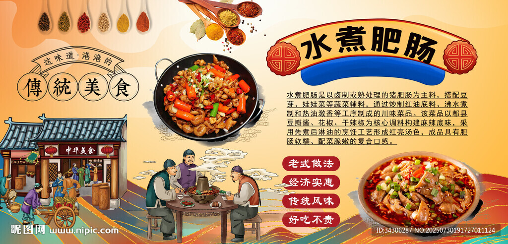 水煮肥腸背景墻
