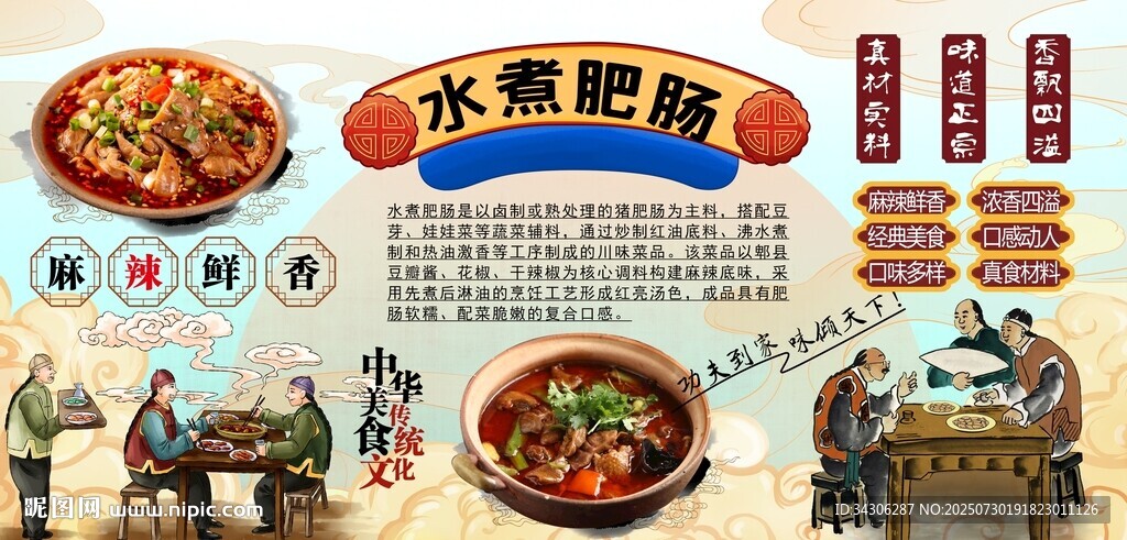 水煮肥腸背景墻