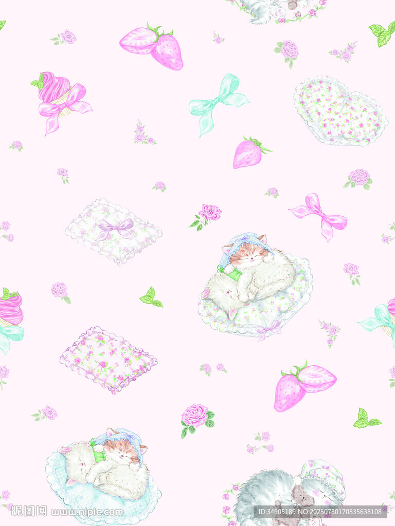 夢(mèng)幻可愛 貓 草莓
