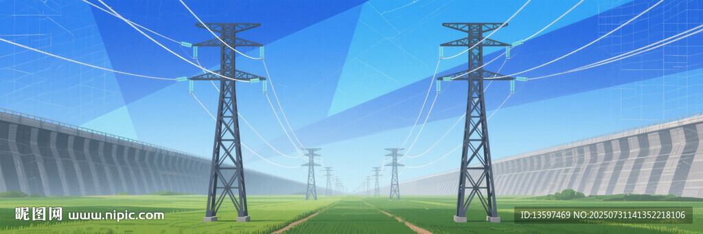 田野中的高壓輸電線路