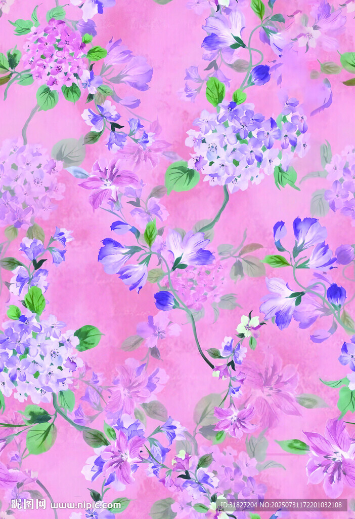粉色花卉圖案布料紋理