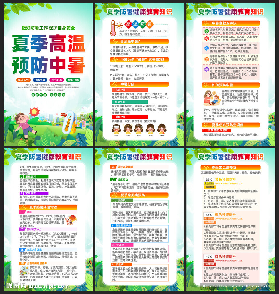 夏季高溫防中暑宣傳海報