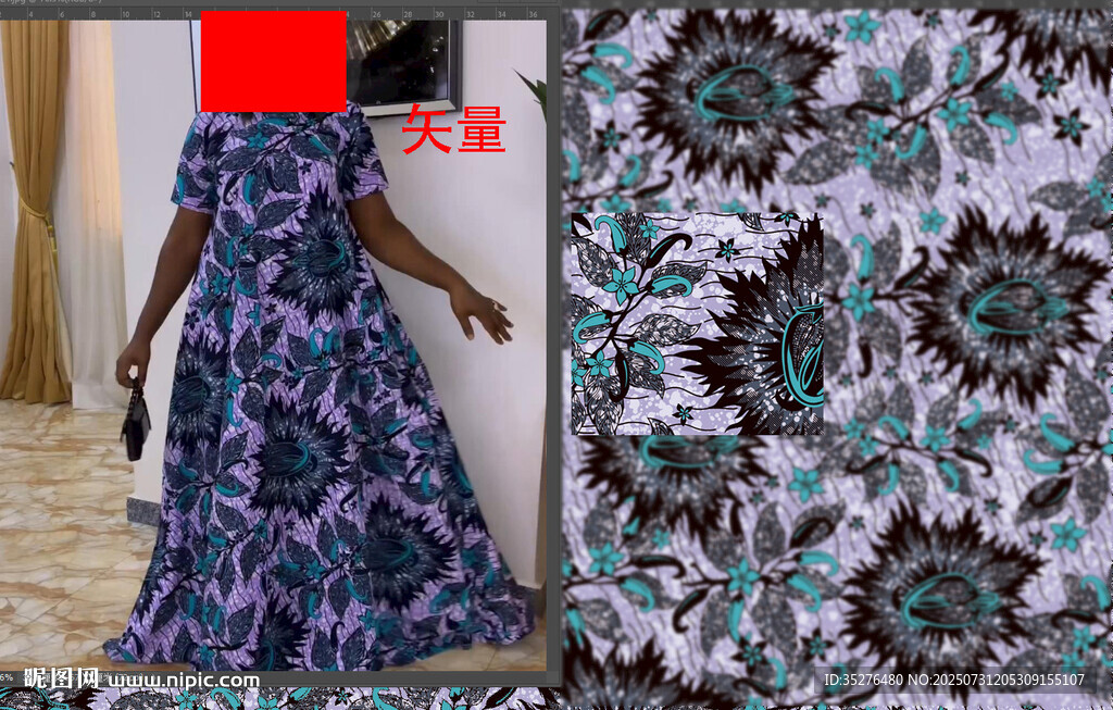 非洲風(fēng)格印花長(zhǎng)裙圖案展示