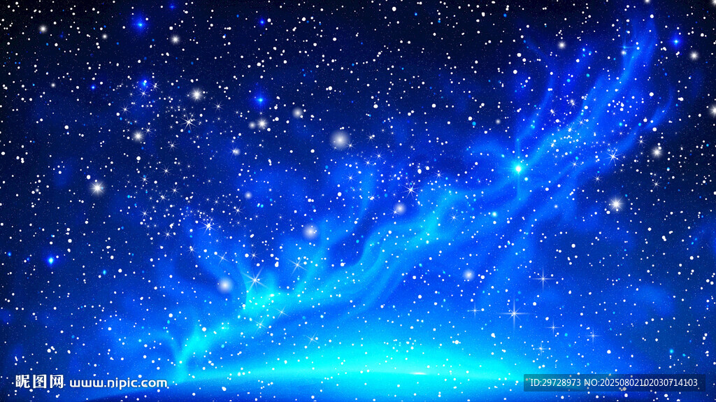 夢幻藍(lán)色星空夜景