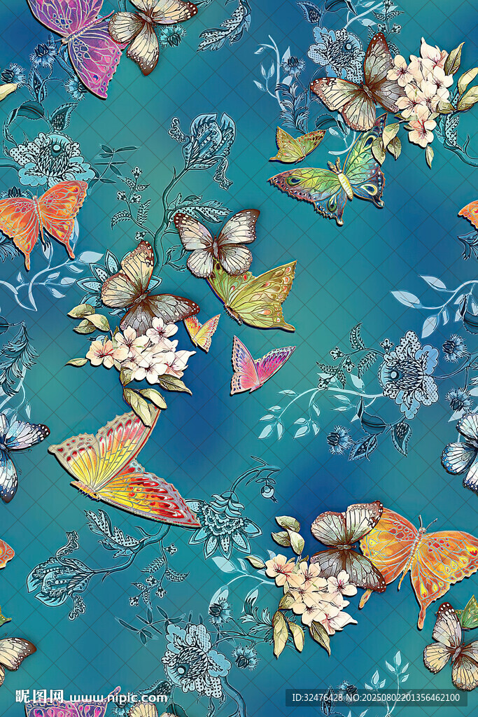 多彩海洋風(fēng)花卉圖案紋理