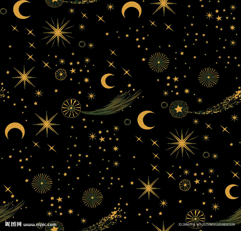 星空月夜無縫圖案