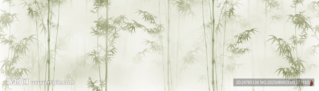 新中式巨幅水墨竹子背景