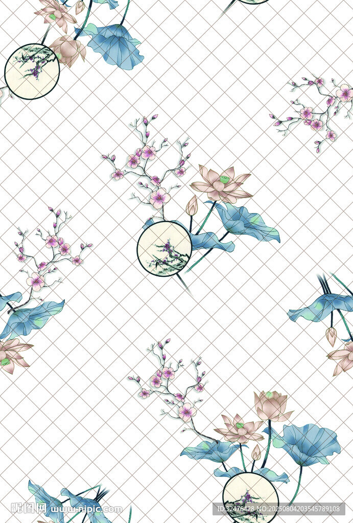 花鳥圖案無(wú)縫背景圖