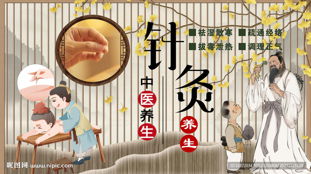 針灸養(yǎng)生背景墻