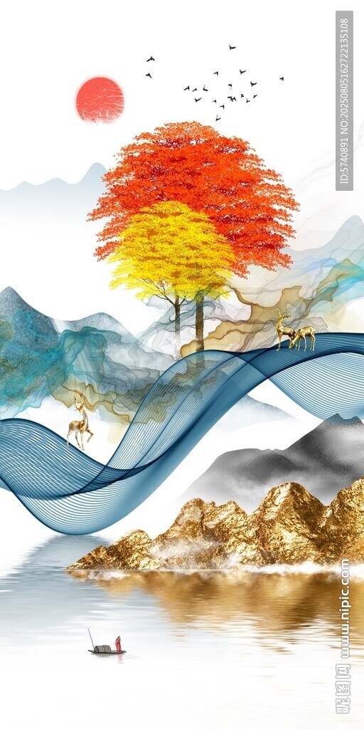 抽象意境山水玄關