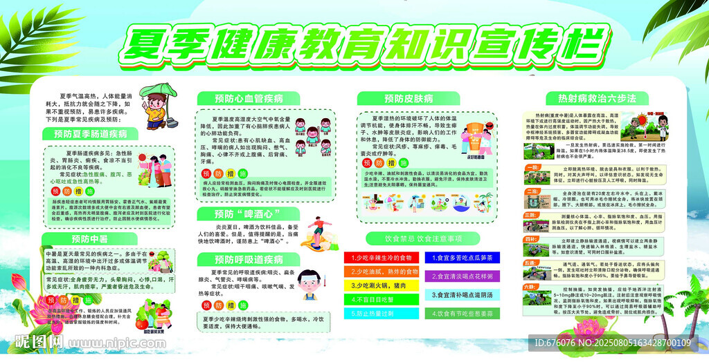 清爽夏季健康教育知識(shí)展板