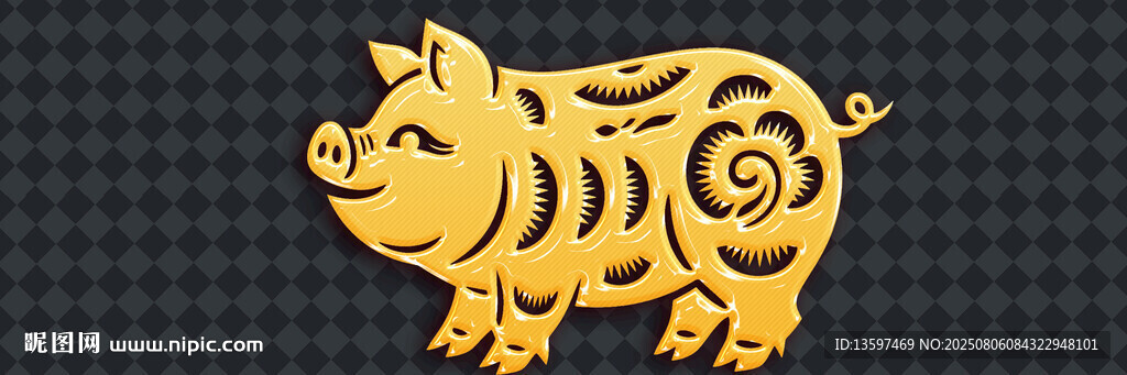 金色豬形圖案