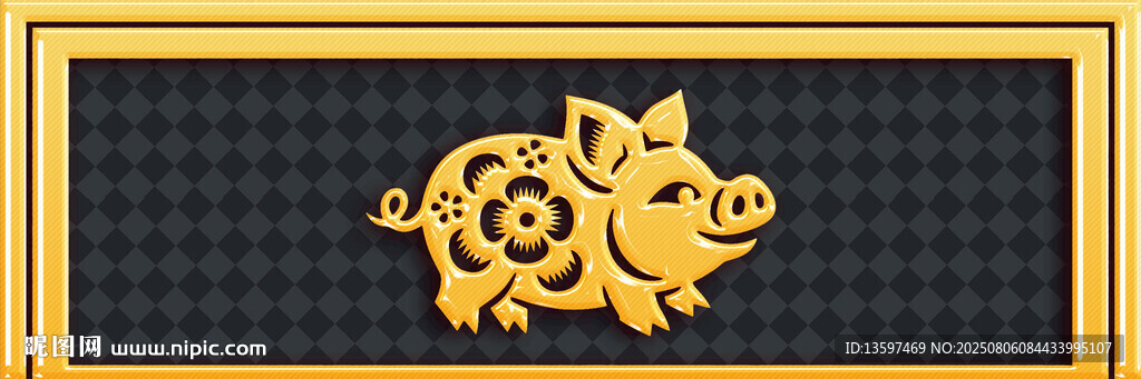 金色小豬裝飾圖案