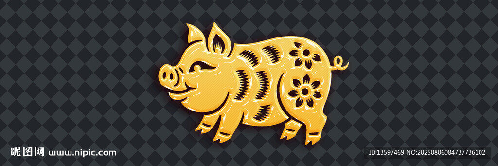 金色鏤空小豬圖案