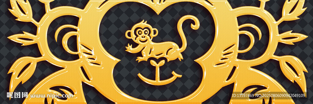 金色猴形精美裝飾圖案