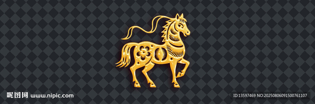 金色駿馬圖案