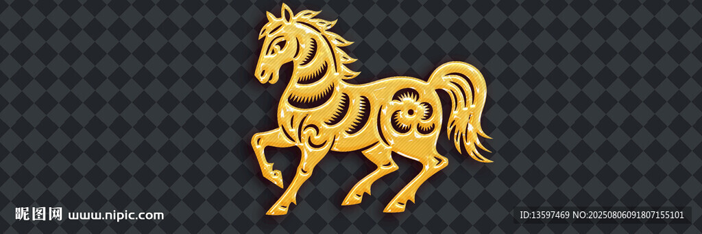 金色鏤空駿馬圖案