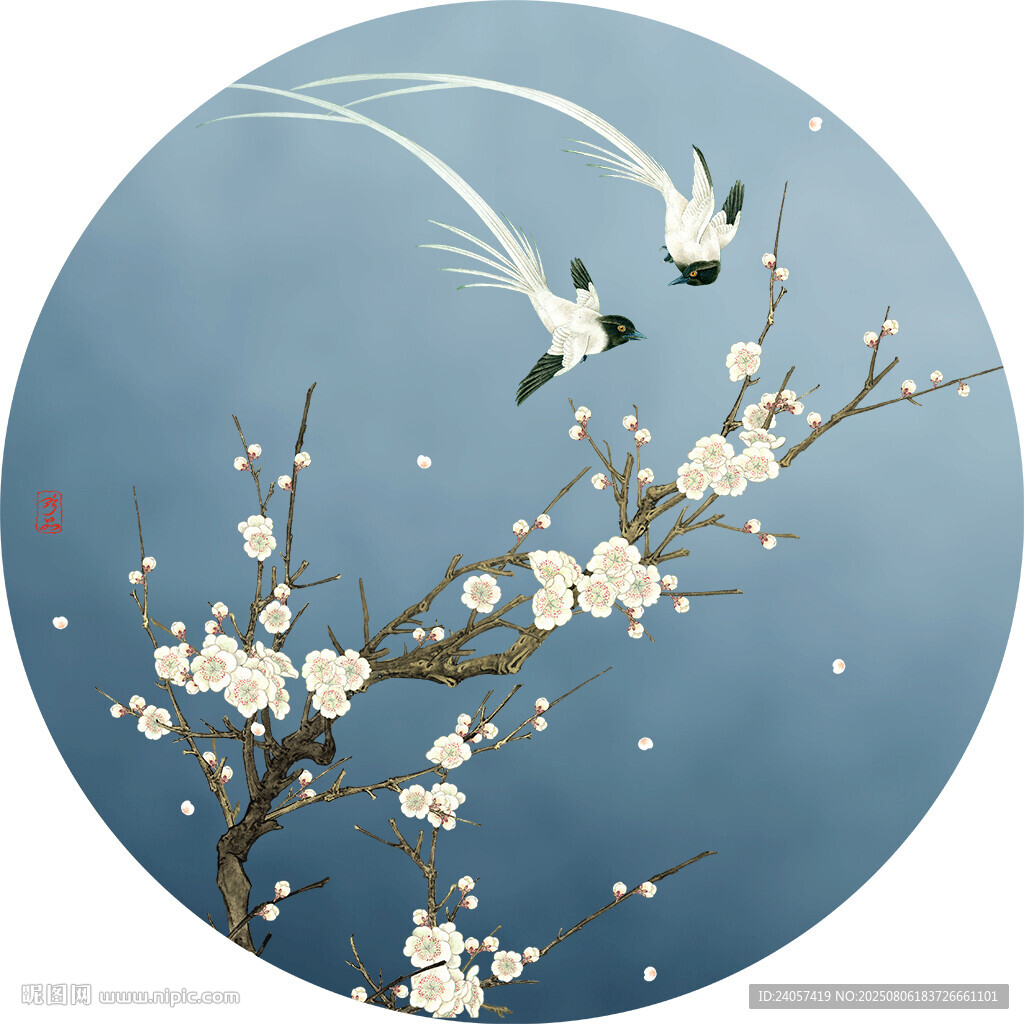 新中式花鳥梅花