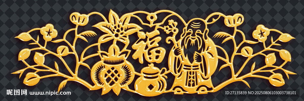 金色傳統(tǒng)花卉圖案裝飾