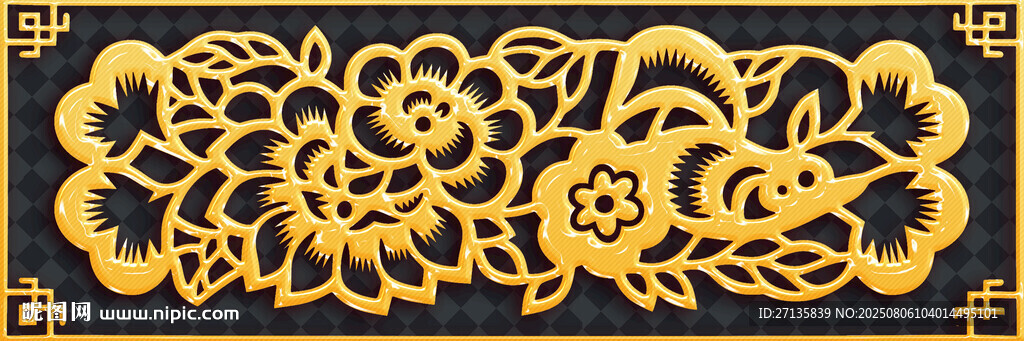 金色精美花卉圖案裝飾