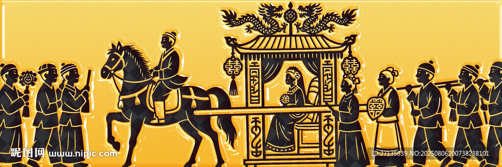 古代人物車馬出行場景圖