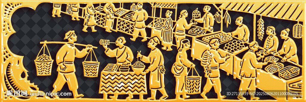 古代熱鬧集市場景圖