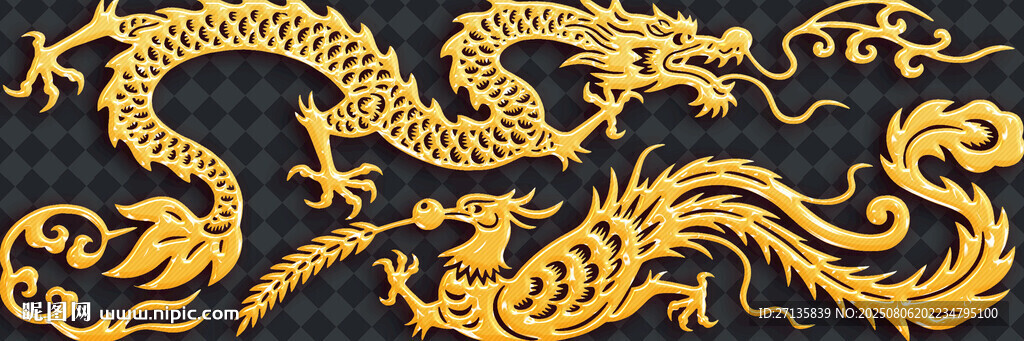 金色祥龍刺繡圖案