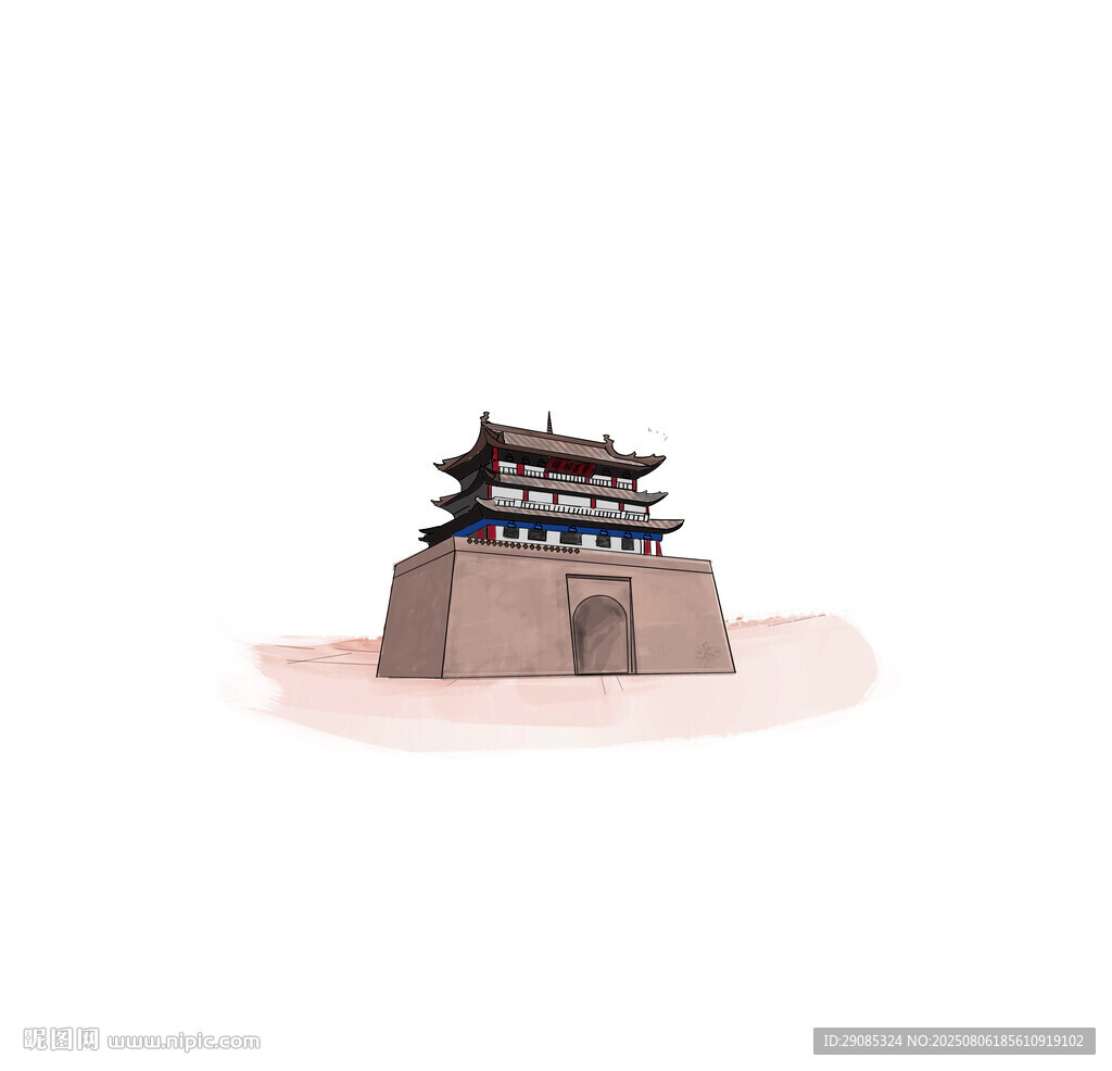 古風城樓插畫