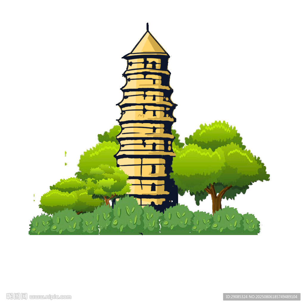 延安寶塔山插畫(huà)