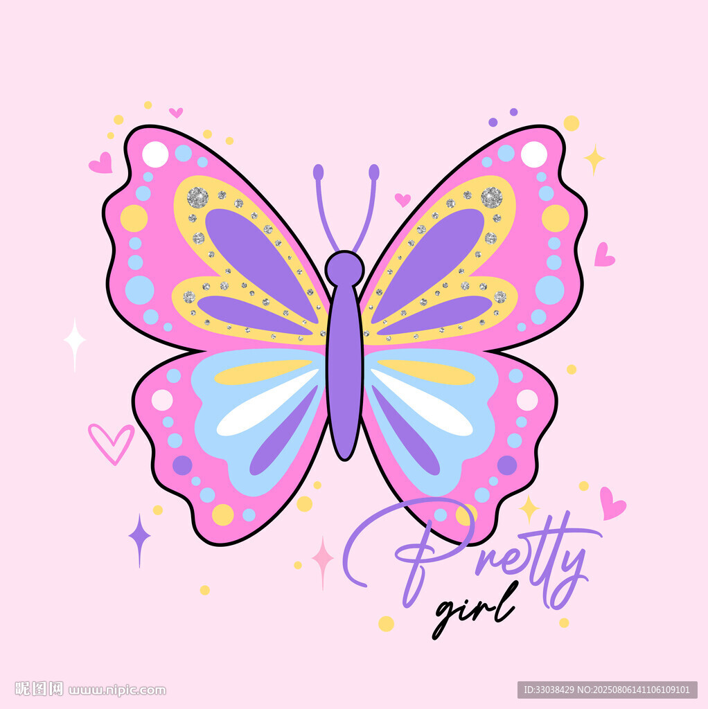 夢幻蝴蝶插畫 愛意滿滿