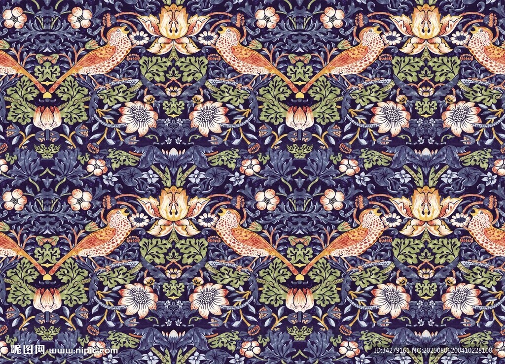 復(fù)古花鳥幾何圖案紋理