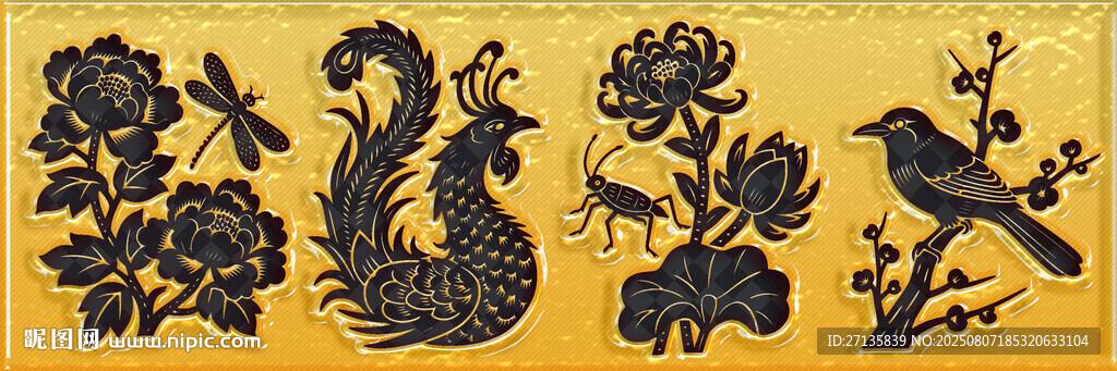 中式古典花鳥(niǎo)紋裝飾圖案