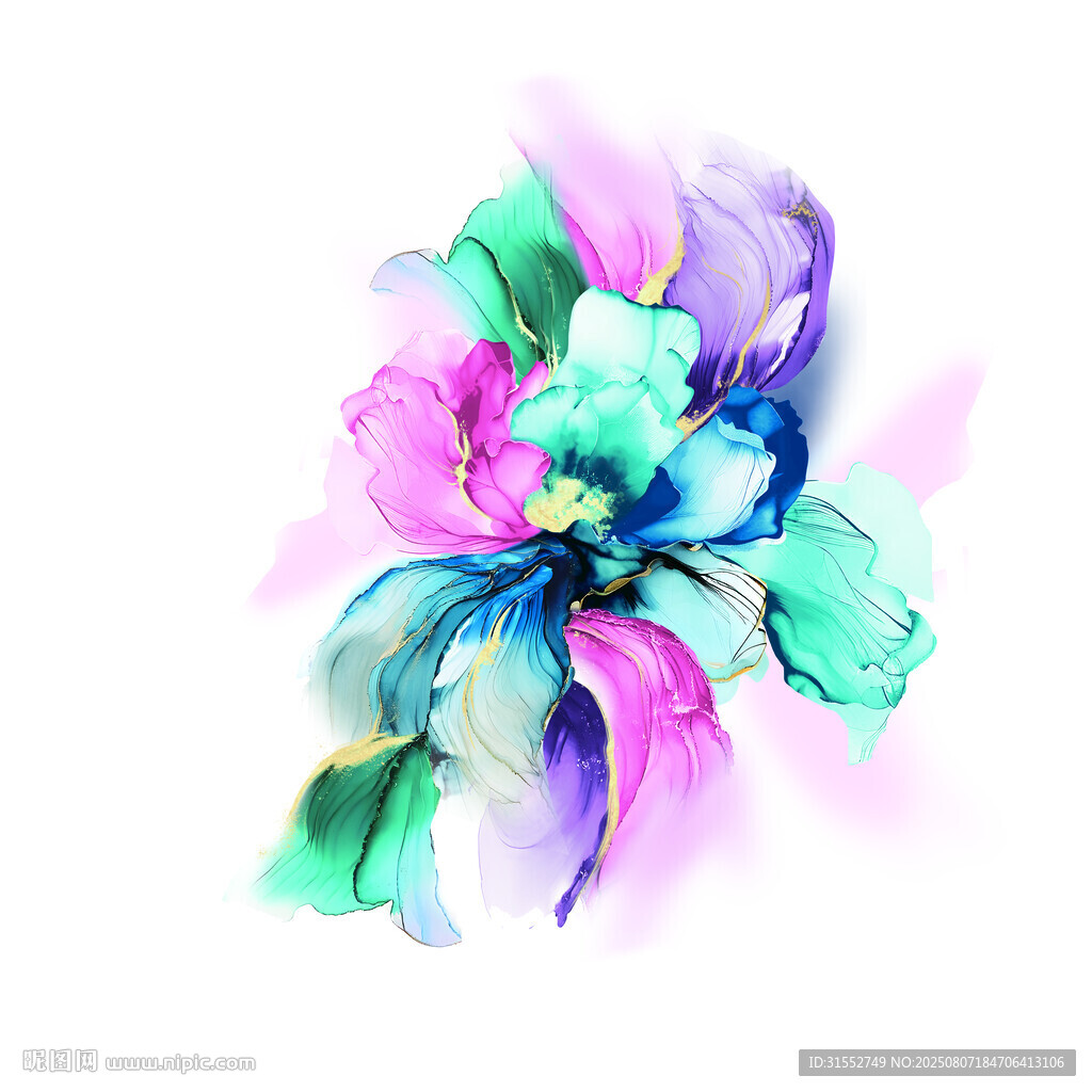 水彩繪夢幻花朵
