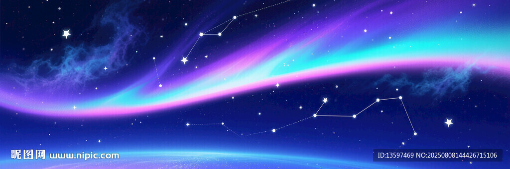 夢幻星空下的絢麗極光
