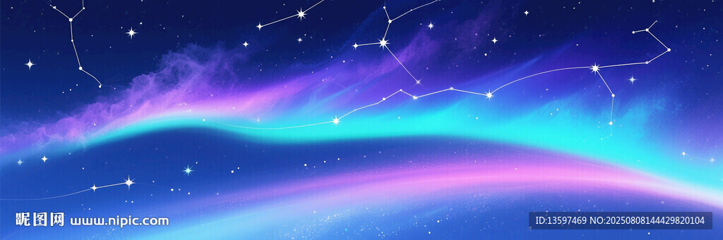 夢(mèng)幻星空下的絢麗光帶