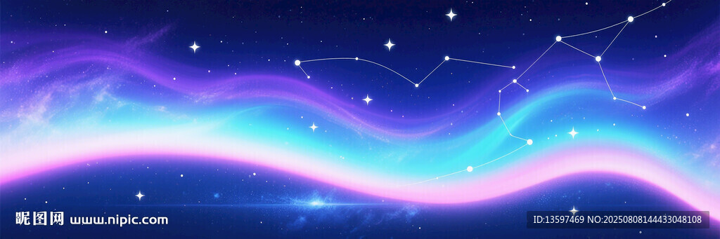 夢幻星空藍紫色光帶背景